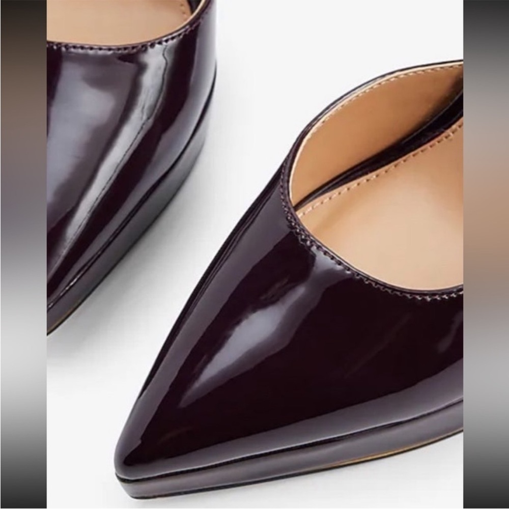 Express Closed Pointed Toe Platform Pumps High Heel Mary Jane Eggplant Size 9 - Picture 6 of 13